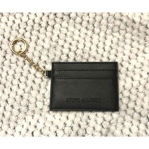 Steve Madden Black Card Holder Wallet Keychain Accessory Great Condition